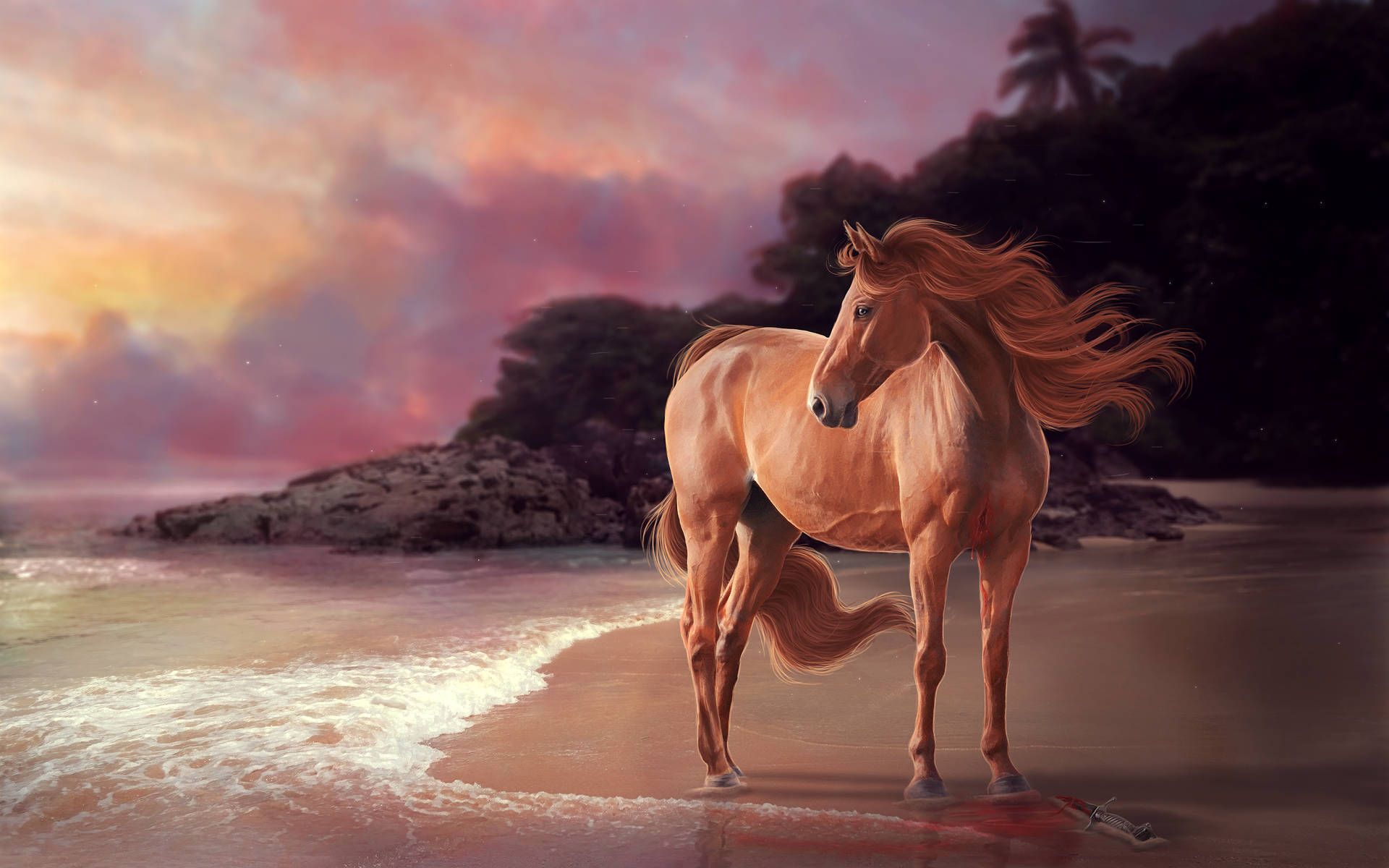 1920x1200 Download Animal Horse Beach Sunset Hd ... Wallpaper