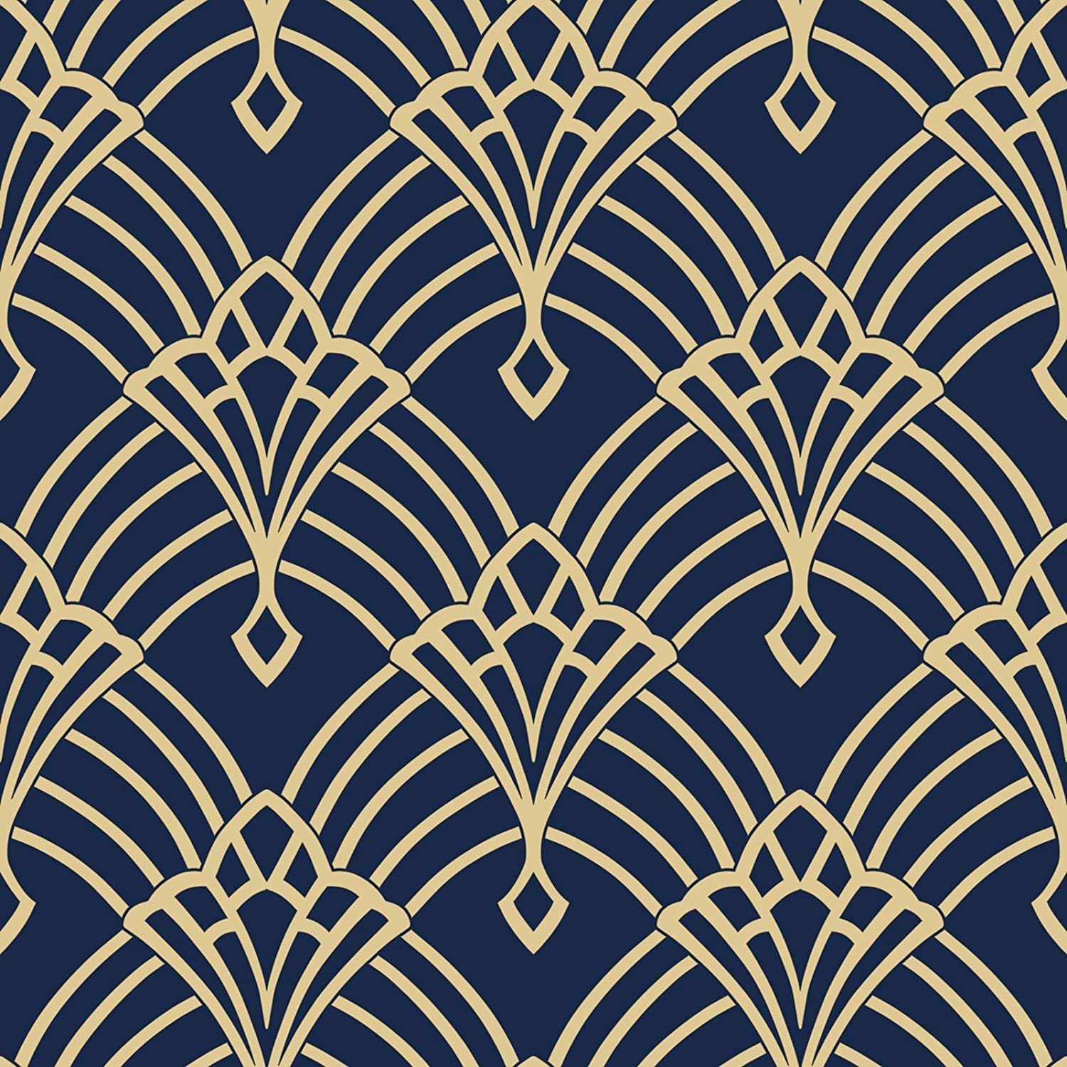 1500x1500 Waldorf Deco Wallpaper Navy/Gold World of Wallpaper 274447 - - Amazon.com Wallpaper
