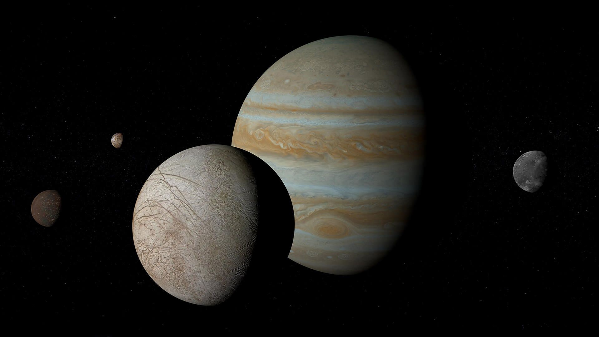 1920x1080 Jupiter and the Galilean Moons by Microsoft | Wallpapers | WallpaperHub Wallpaper