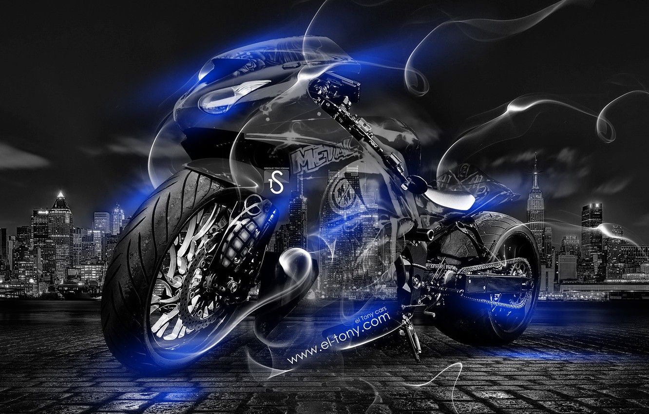 1332x850 Wallpaper Night, Blue, The city, Smoke, Neon, Style, Wallpaper, Bike,  Motorcycle, Blue, City, Moto, Art, Blue, Photoshop, Neon images for  desktop, section стиль - download Wallpaper