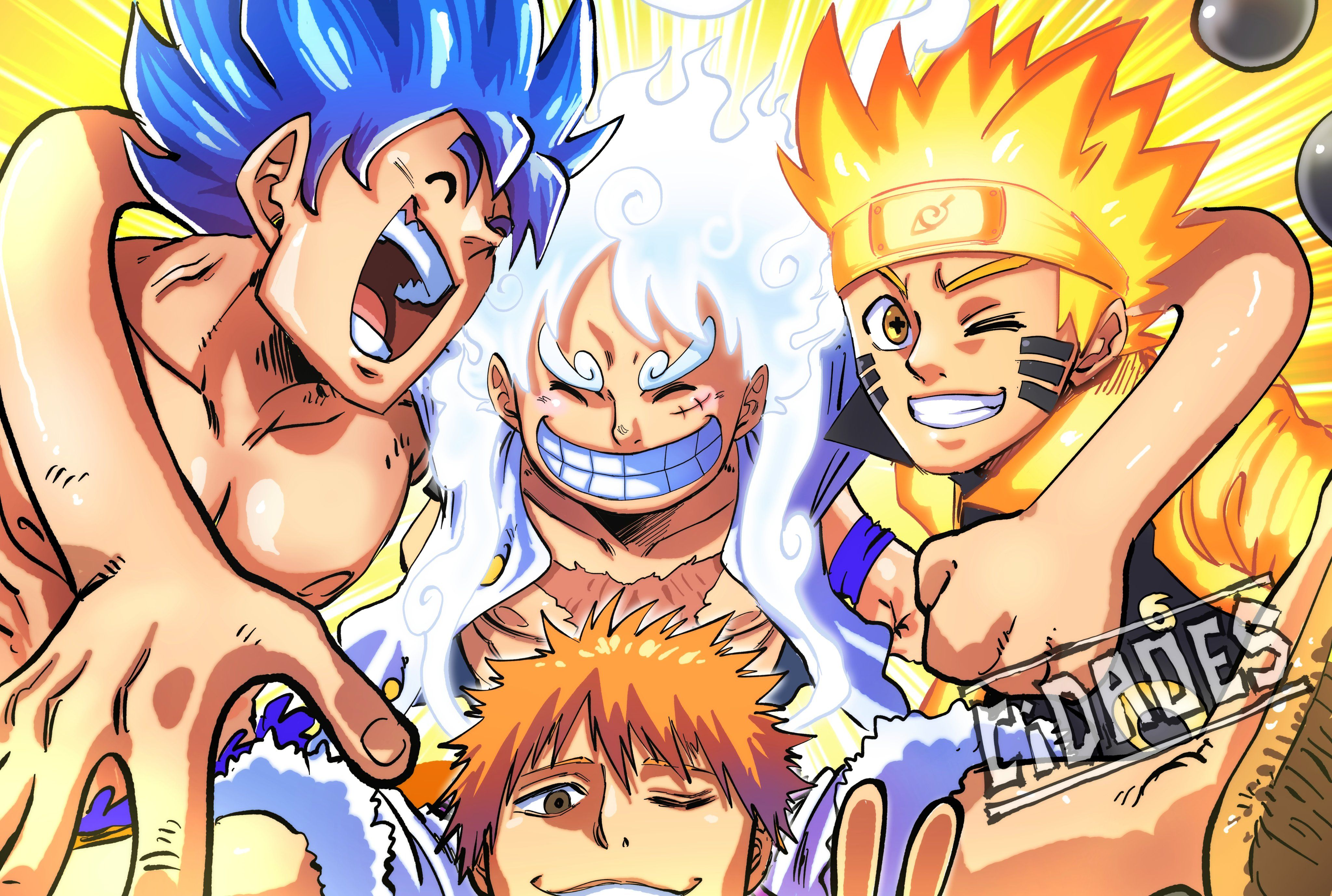 4096x2756 Goku, Luffy, Naruto & Ichigo on WallpaperBat 