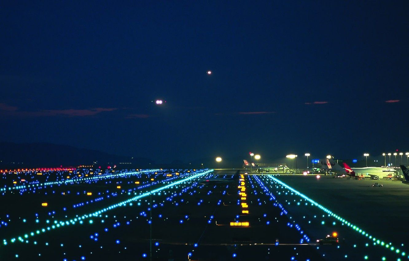 1332x850 Wallpaper Lights, Runway, Airport images for desktop, section город -  download Wallpaper