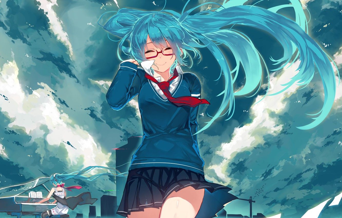 https://wallpaperbat.com/img/797790-wallpaper-the-sky-clouds-girls-anime-headphones-piano-art-glasses-form-schoolgirl-vocaloid-hatsune-miku-junp-image-for-desktop-section-art.jpg