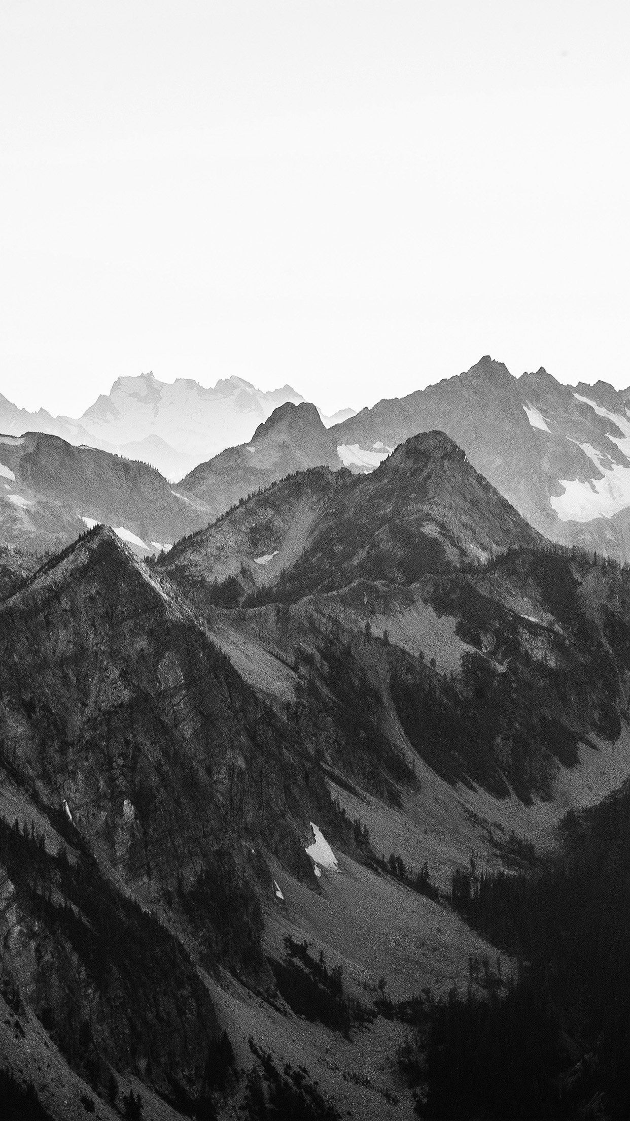 1242x2208 Mountain Layer View Nature Top Bw Dark Android Wallpaper - Iphone ... Wallpaper