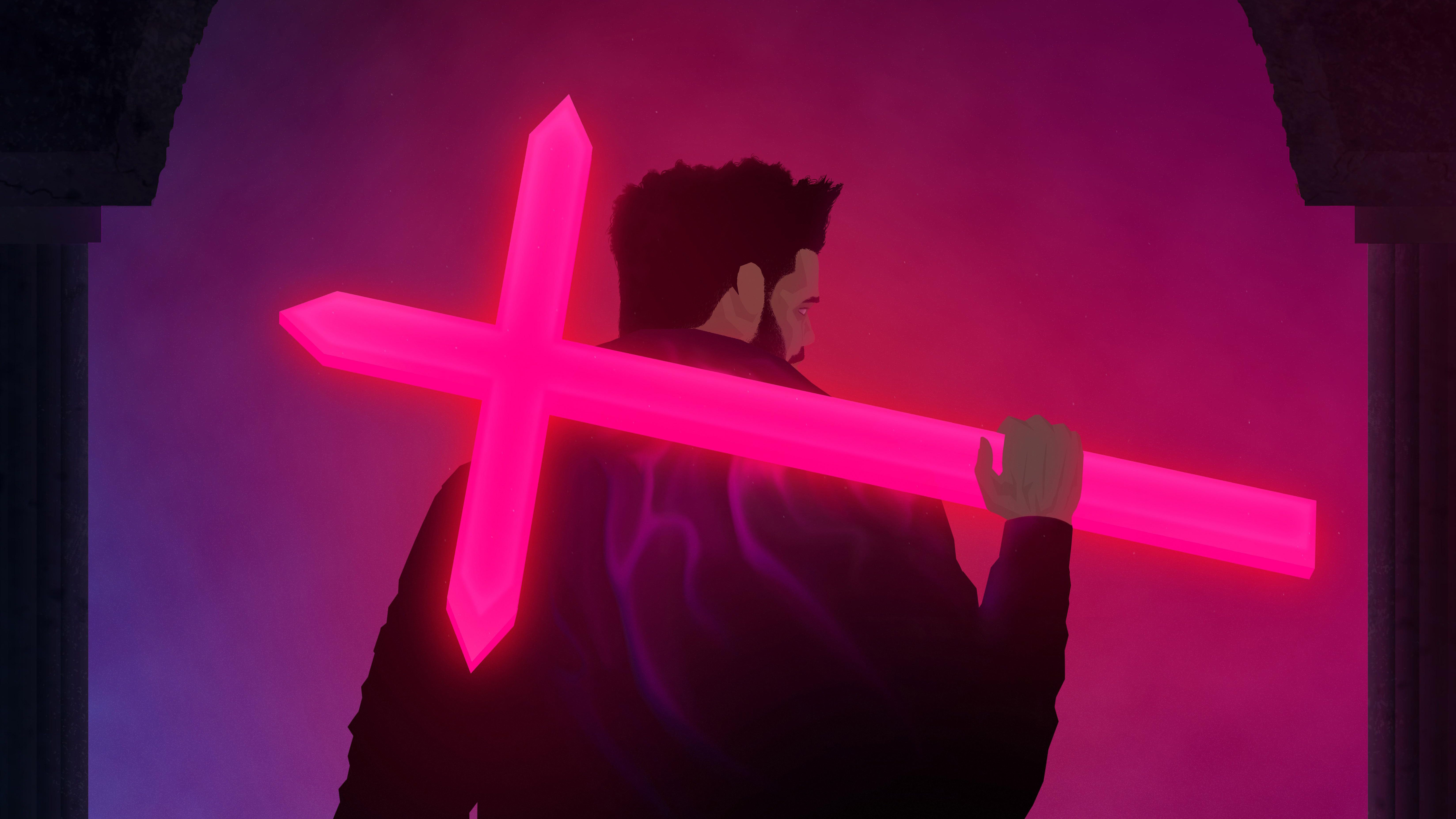 Creepin x. Крест the Weeknd. The Weeknd 2022. The Weeknd певец 2020. Неоновый крест.