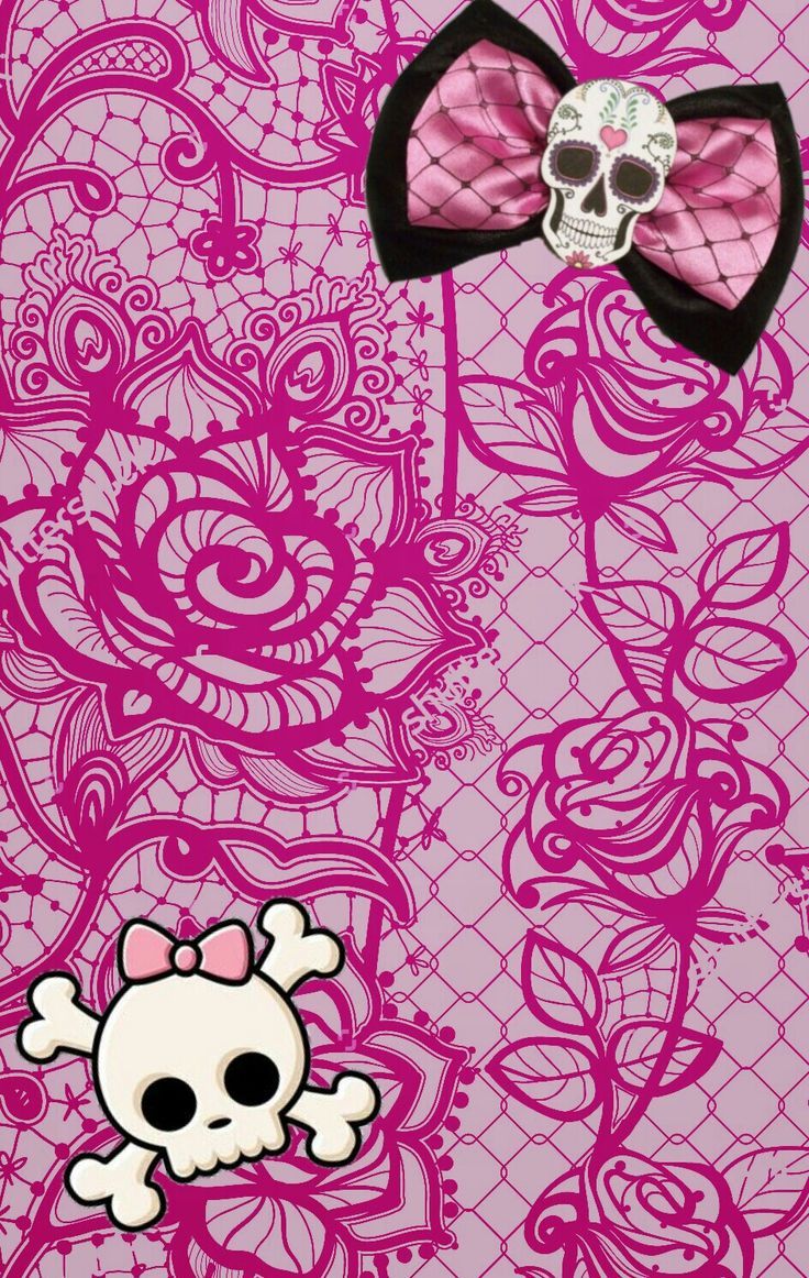 736x1162 Pink lace skulls | Skull wallpaper ... Wallpaper