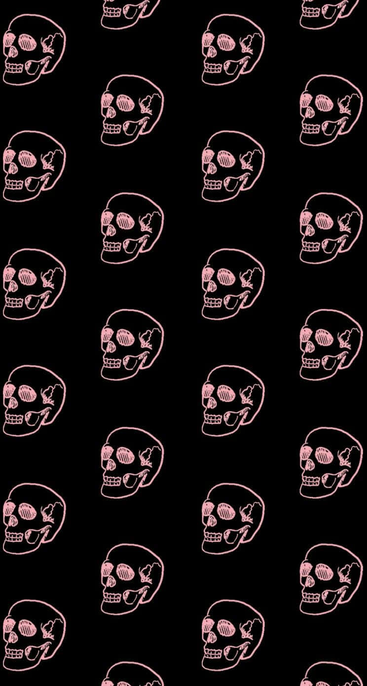 744x1392 Download Cute Gothic Skull Black And ... Wallpaper