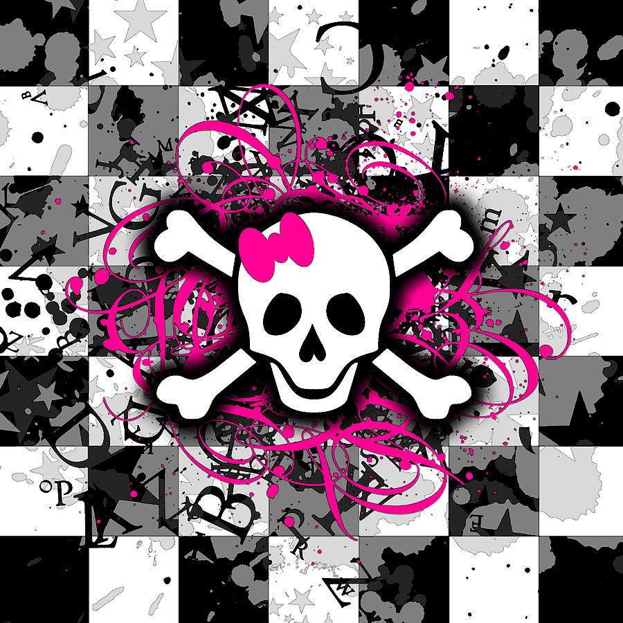 900x900 Splatter Girly Skull Digital Art by ... Wallpaper