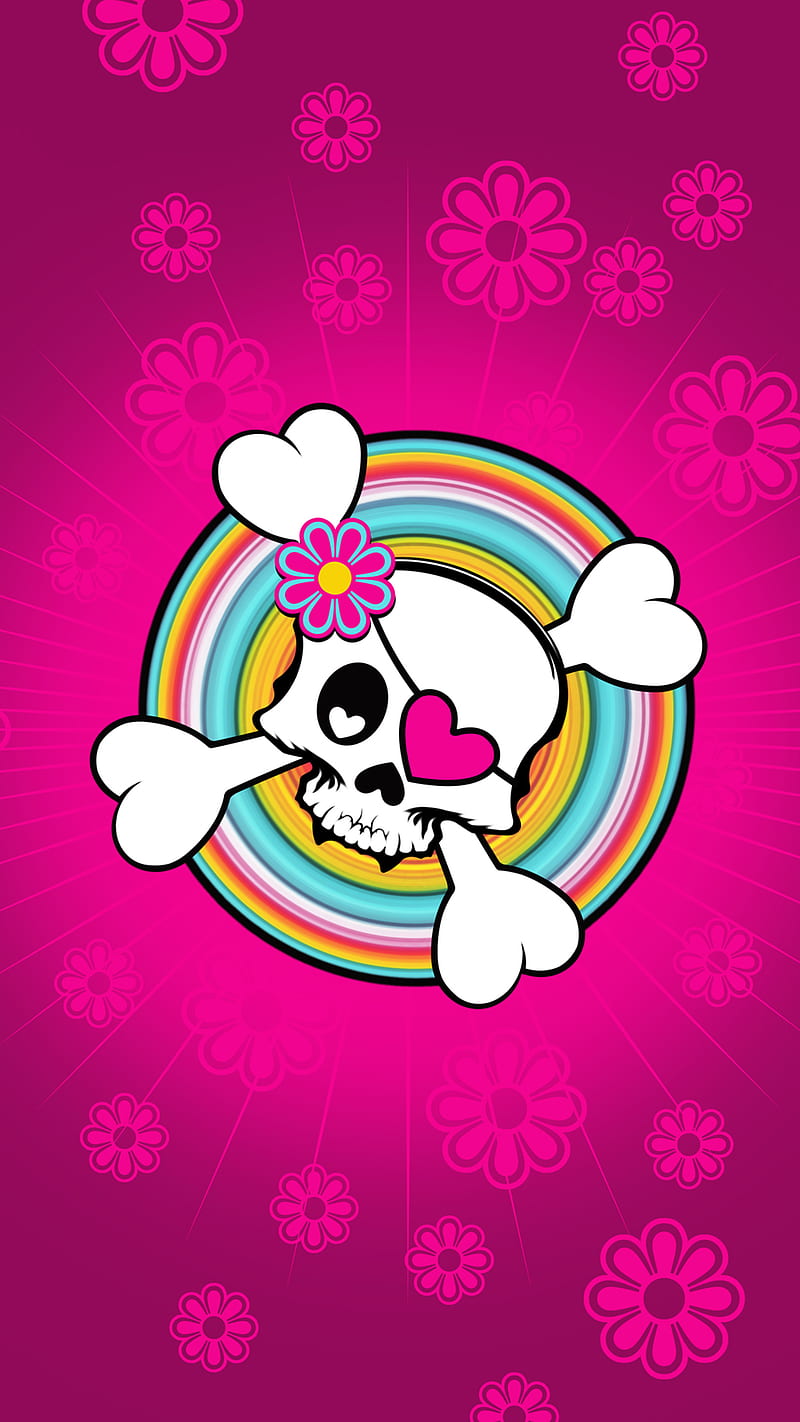 800x1422 Candy Skull, cartoon, cute, HD phone ... Wallpaper