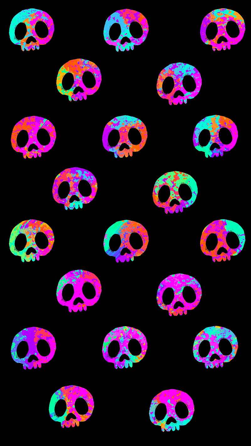 800x1422 Skull pattern, halloween, abstract, art ... Wallpaper