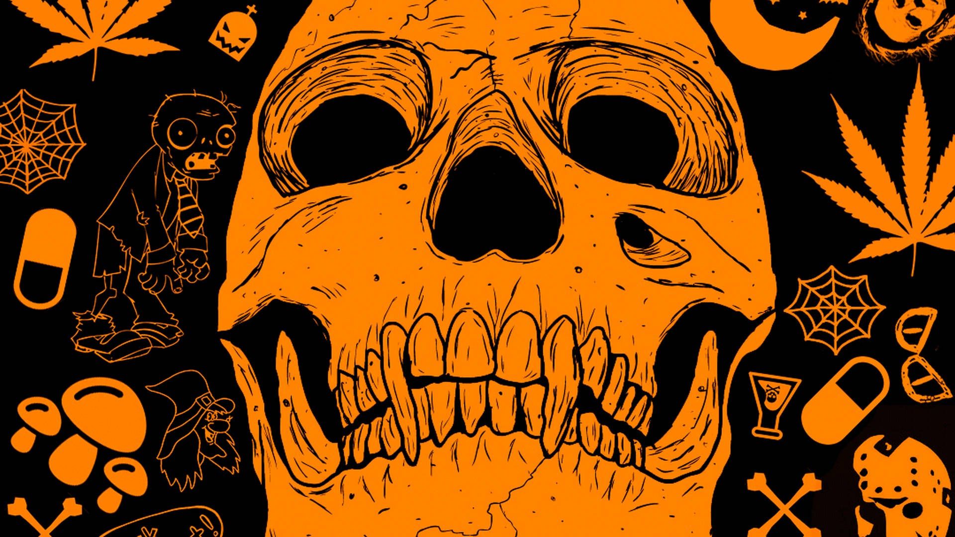 1920x1080 Download Cute Aesthetic Halloween Skull ... Wallpaper