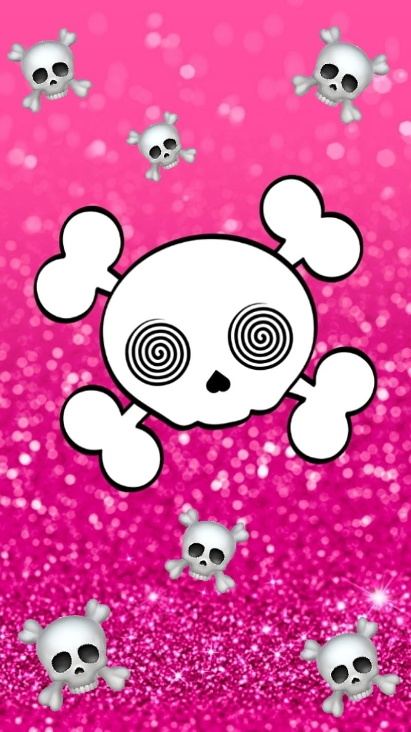 800x1423 Pretty skulls, glitter, pink, HD phone ... Wallpaper