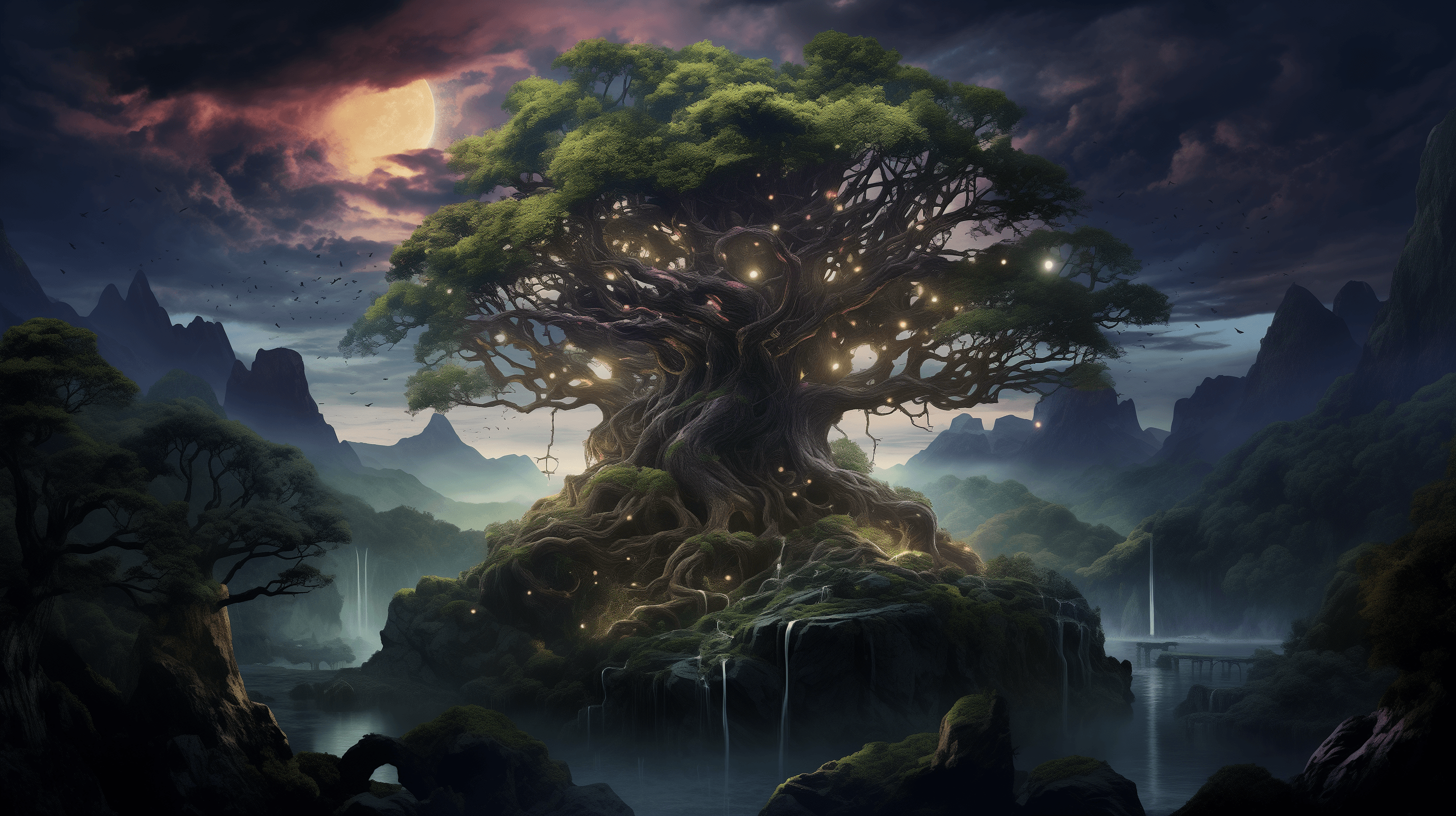 2912x1632 Mystical Yggdrasil Tree HD Wallpaper by ... Wallpaper