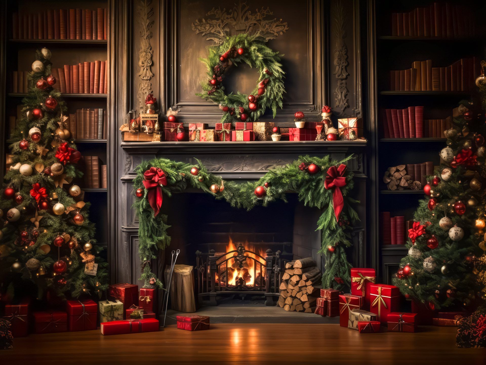 Christmas Fireplace Wallpapers - 4k, HD Christmas Fireplace Backgrounds ...