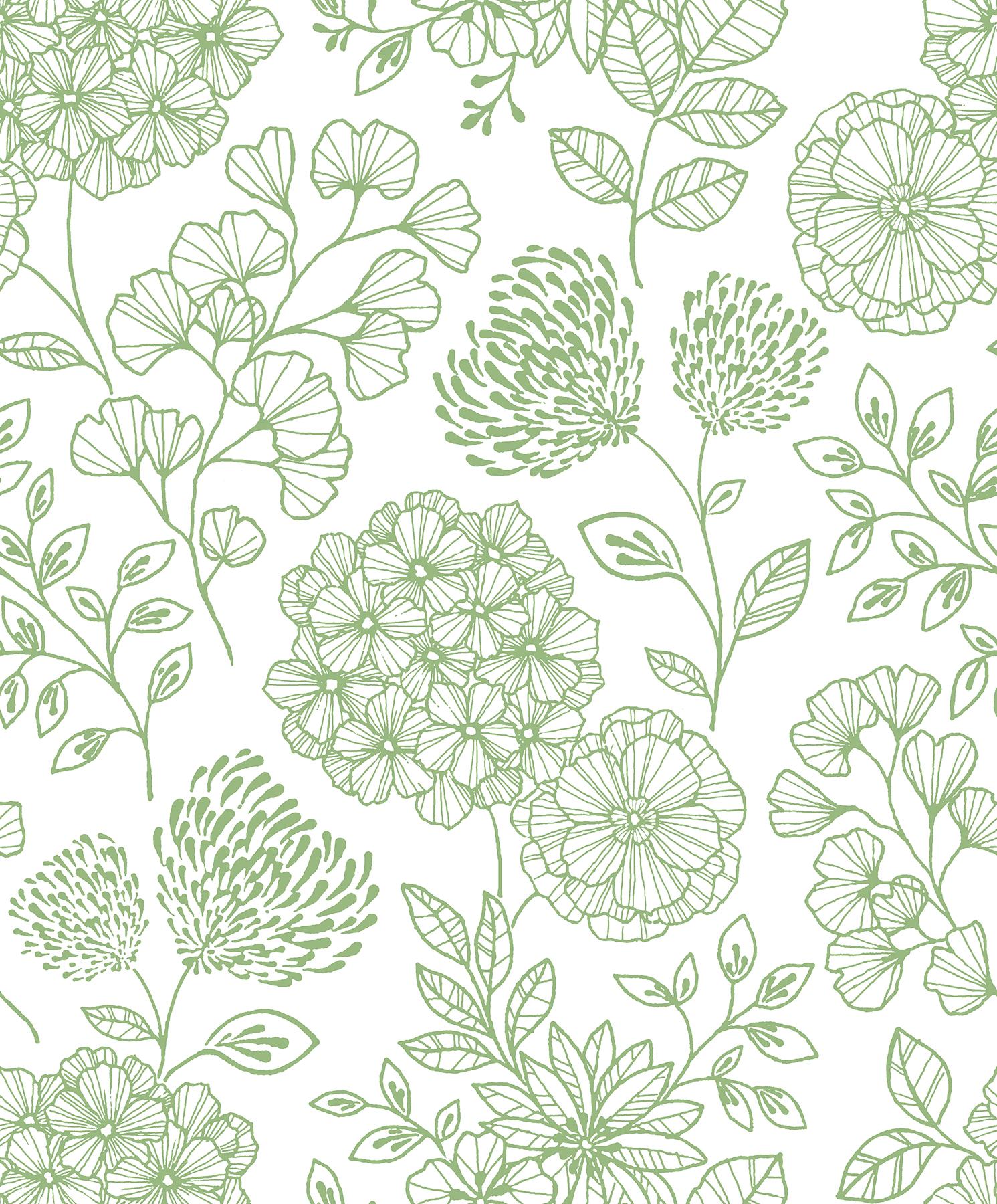 1491x1800 A-Street Prints Ada Floral Green ... Wallpaper