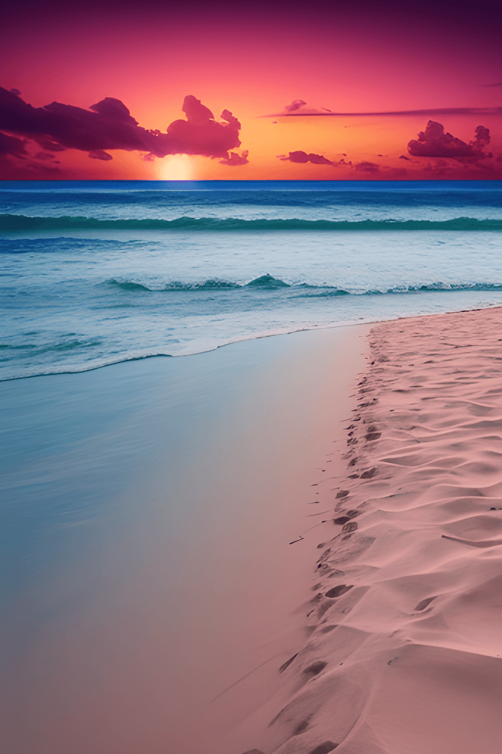 1024x1538 Beautiful Landscape Beach White Sand Ocean Boat Sunset HD Wallpaper ·  Creative Fabrica Wallpaper