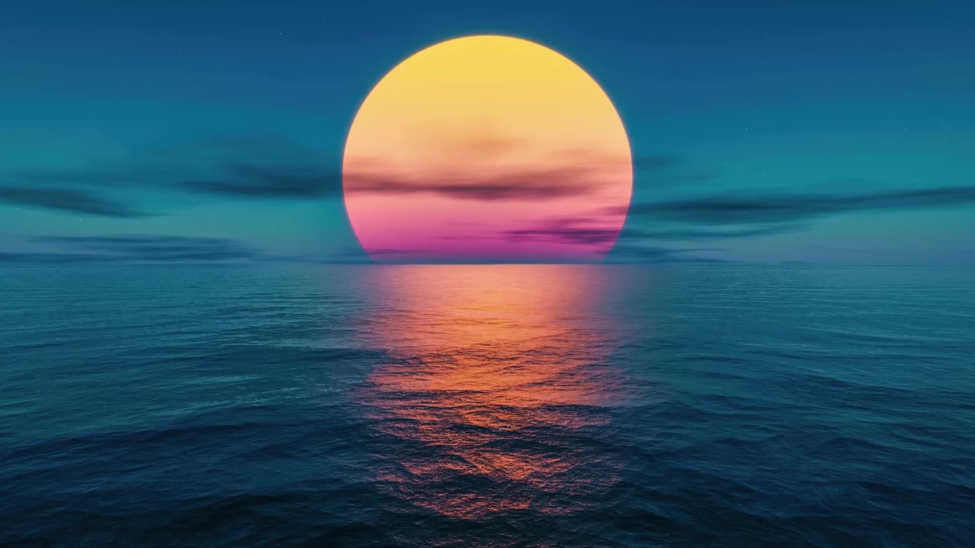 1920x1080 Sunset At The Ocean Live Wallpaper - WallpaperWaifu Wallpaper