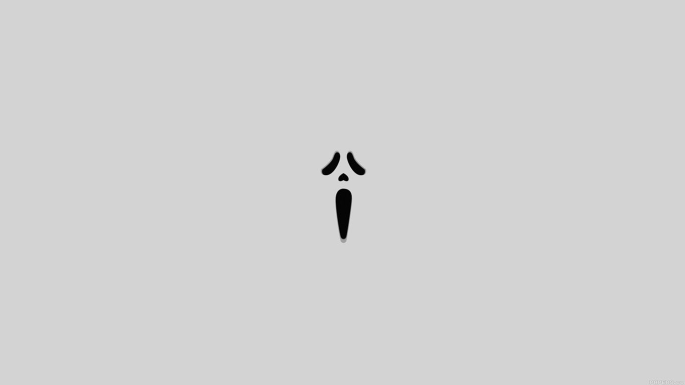 1366x768 ak14-scream-white-minimal-cute-art Wallpaper