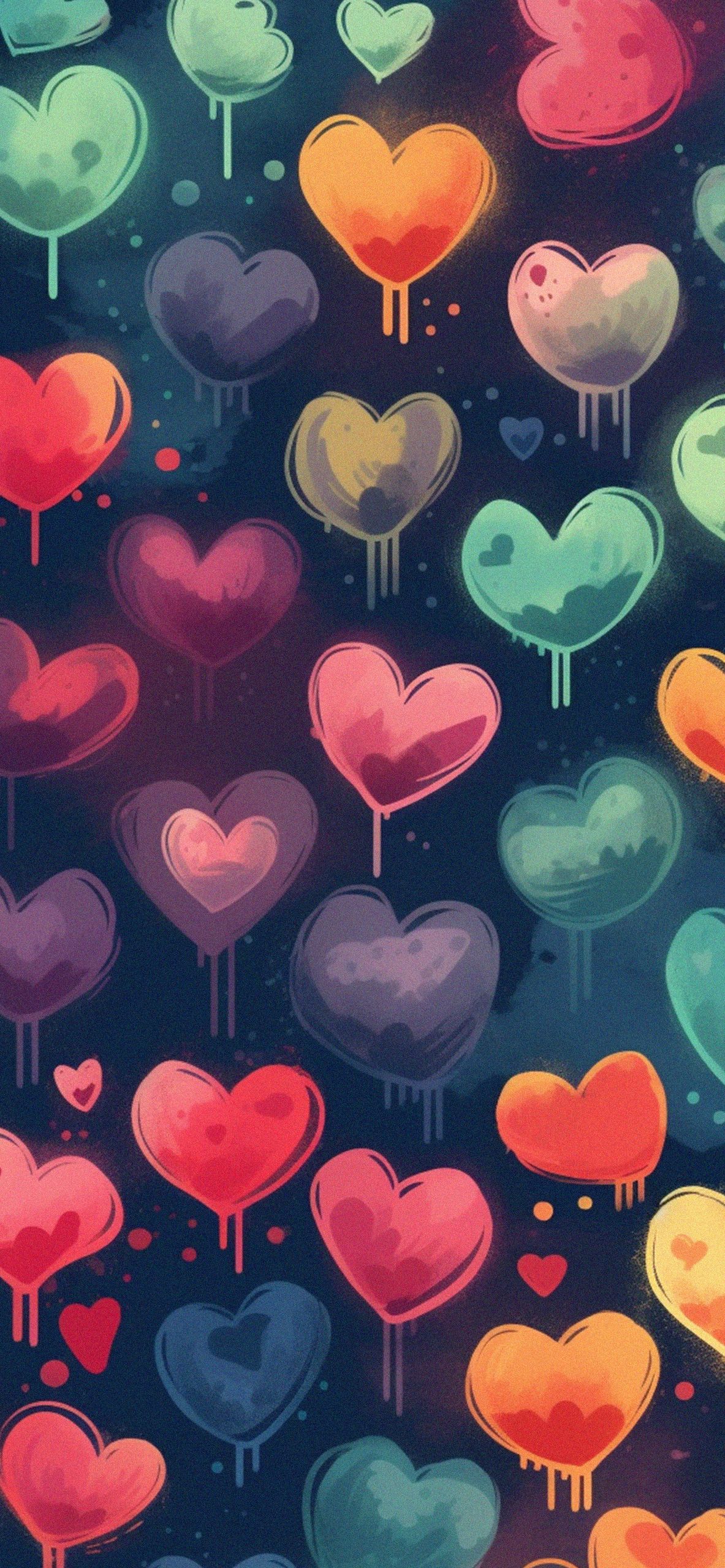 1183x2560 Hearts Pattern Blue Wallpapers - Hearts Wallpapers for iPhone 4k Wallpaper