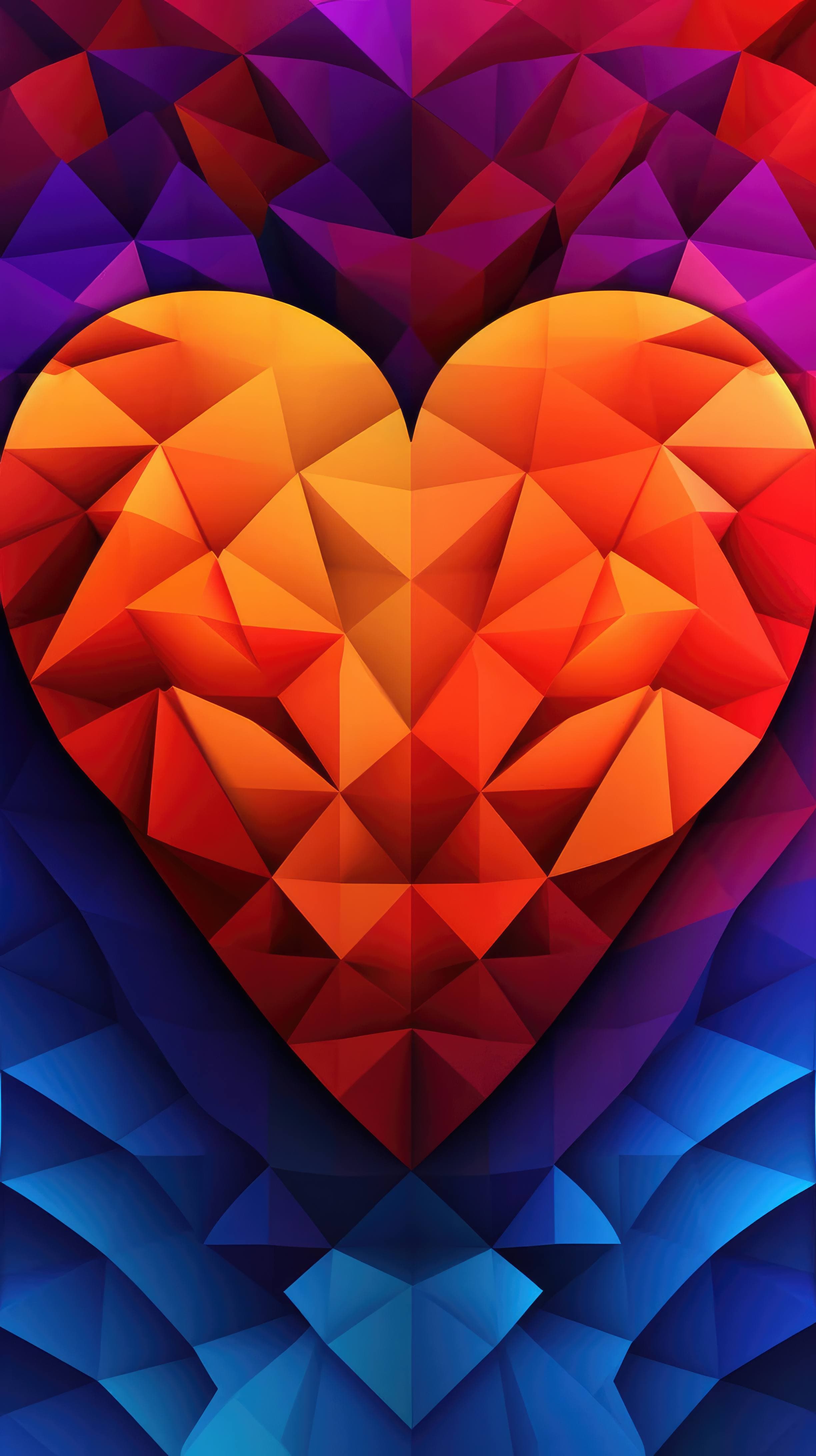 2448x4368 A 4K ultra HD mobile wallpaper with a colorful abstract heart-shaped  pattern featuring a mix of geometric and organic shapes Wallpaper