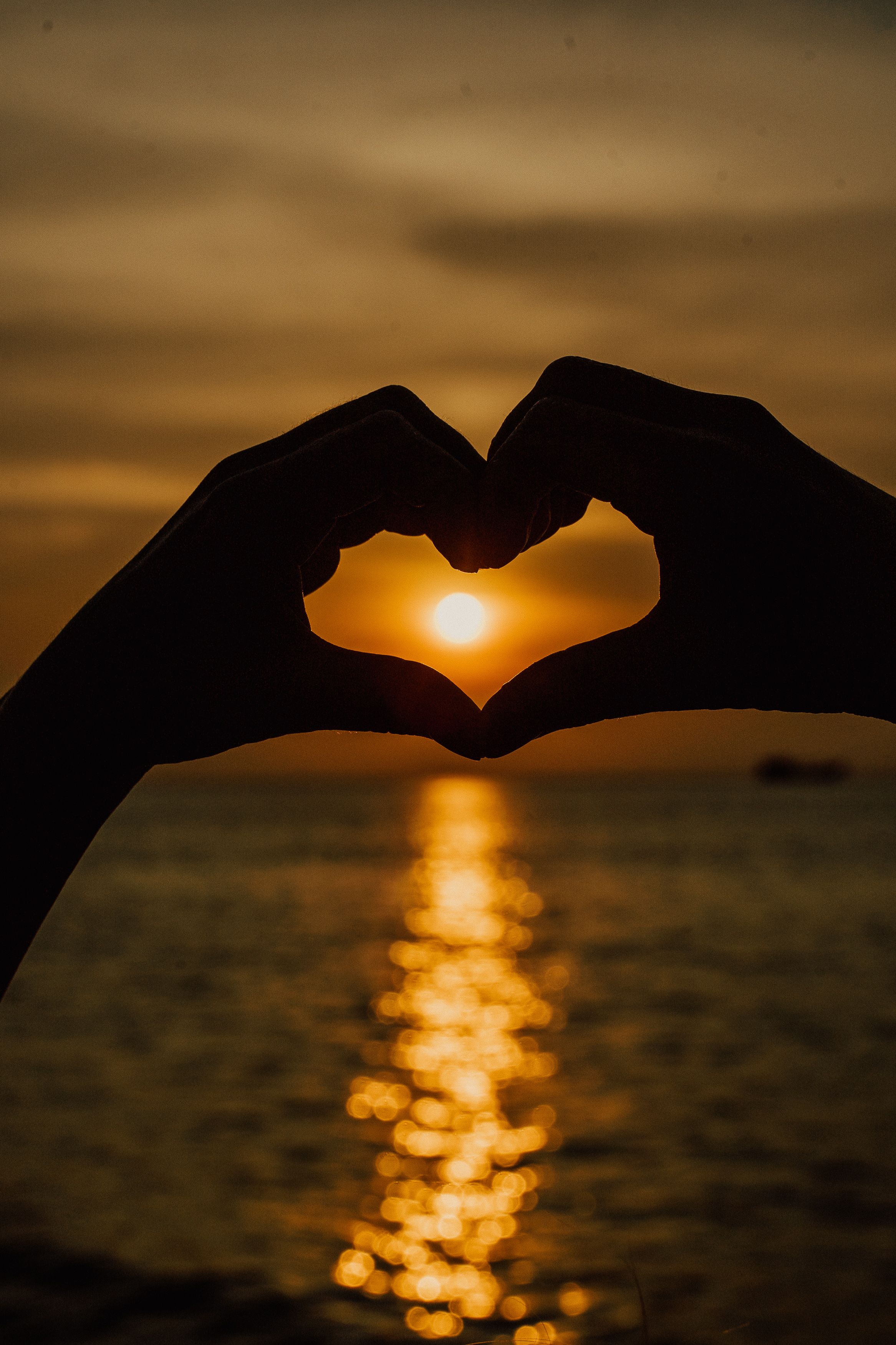 2333x3500 Silhouette of Person's Hands Forming a Heart Shape · Free Stock Photo Wallpaper