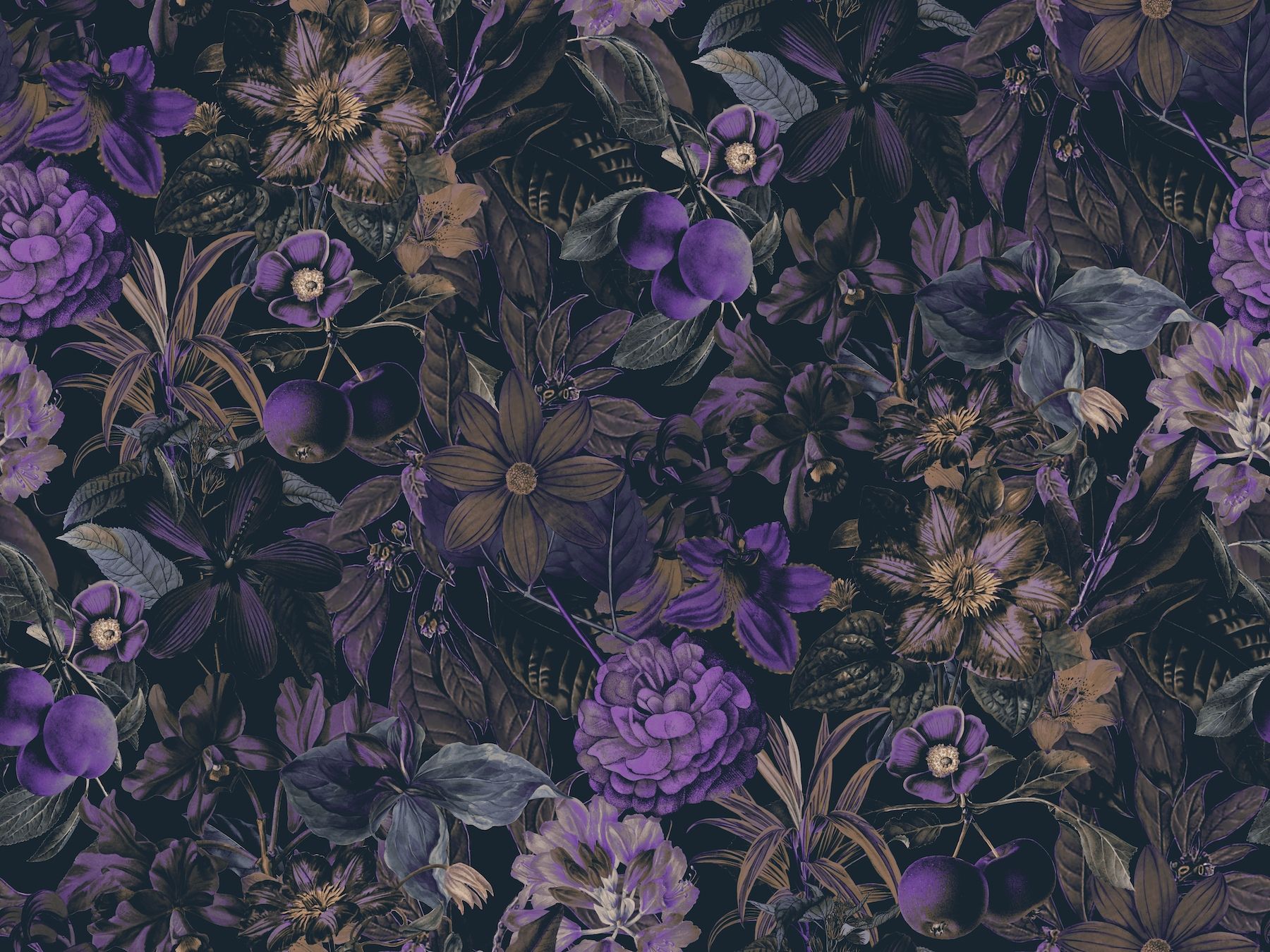 1800x1350 Buy Purple Flower Jungle Wallpaper - Happywall Wallpaper