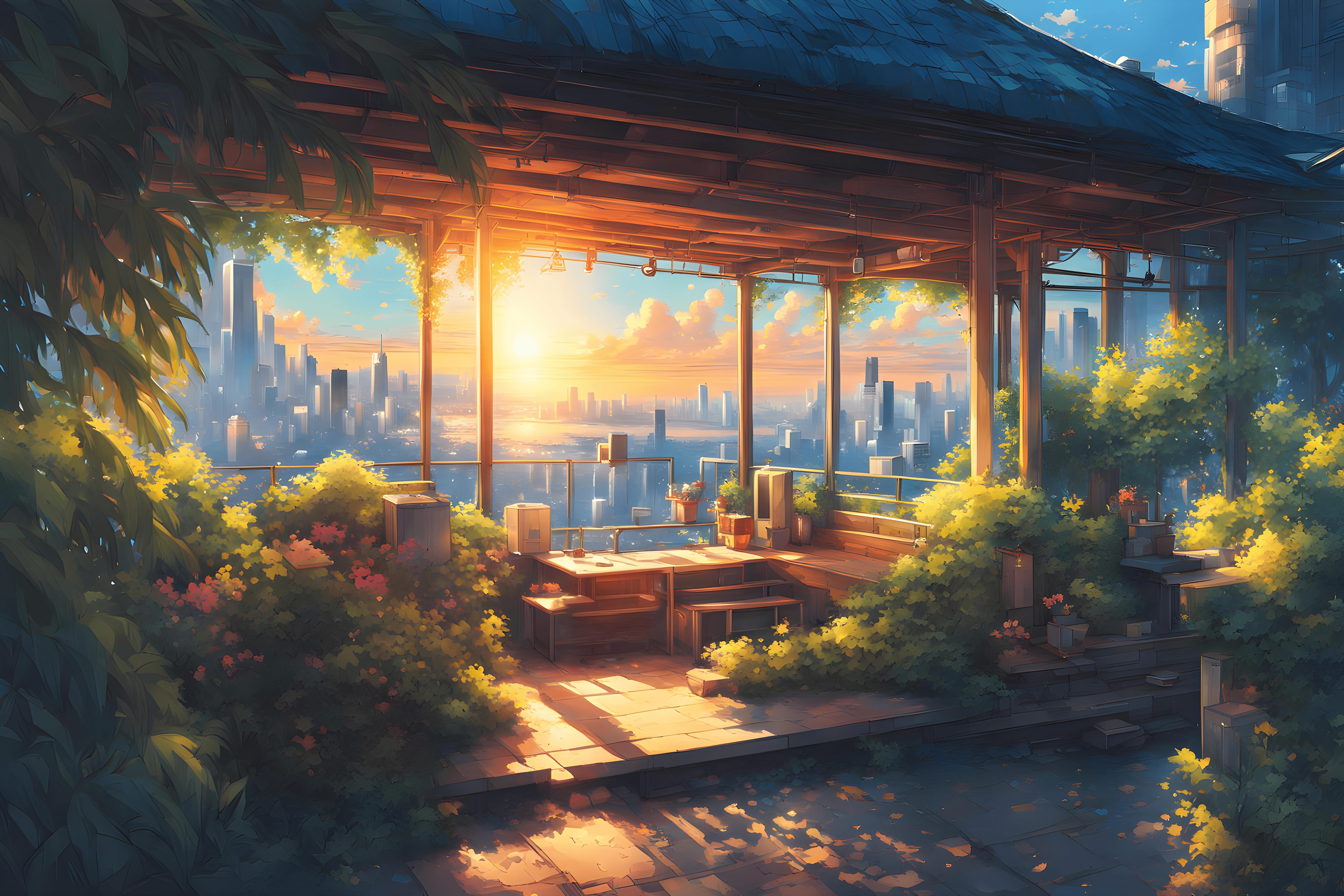 6144x4096 Anime Sunset 4k Ultra HD Wallpaper by Abyss Wallpaper