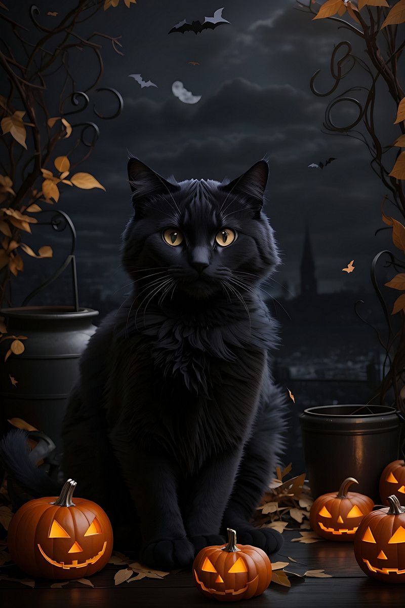 Black Cat Halloween Wallpapers - 4k, HD Black Cat Halloween Backgrounds ...