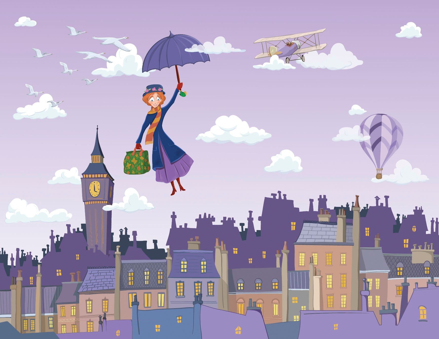 1780x1375 Mary Poppins Mural London Roofs ... Wallpaper