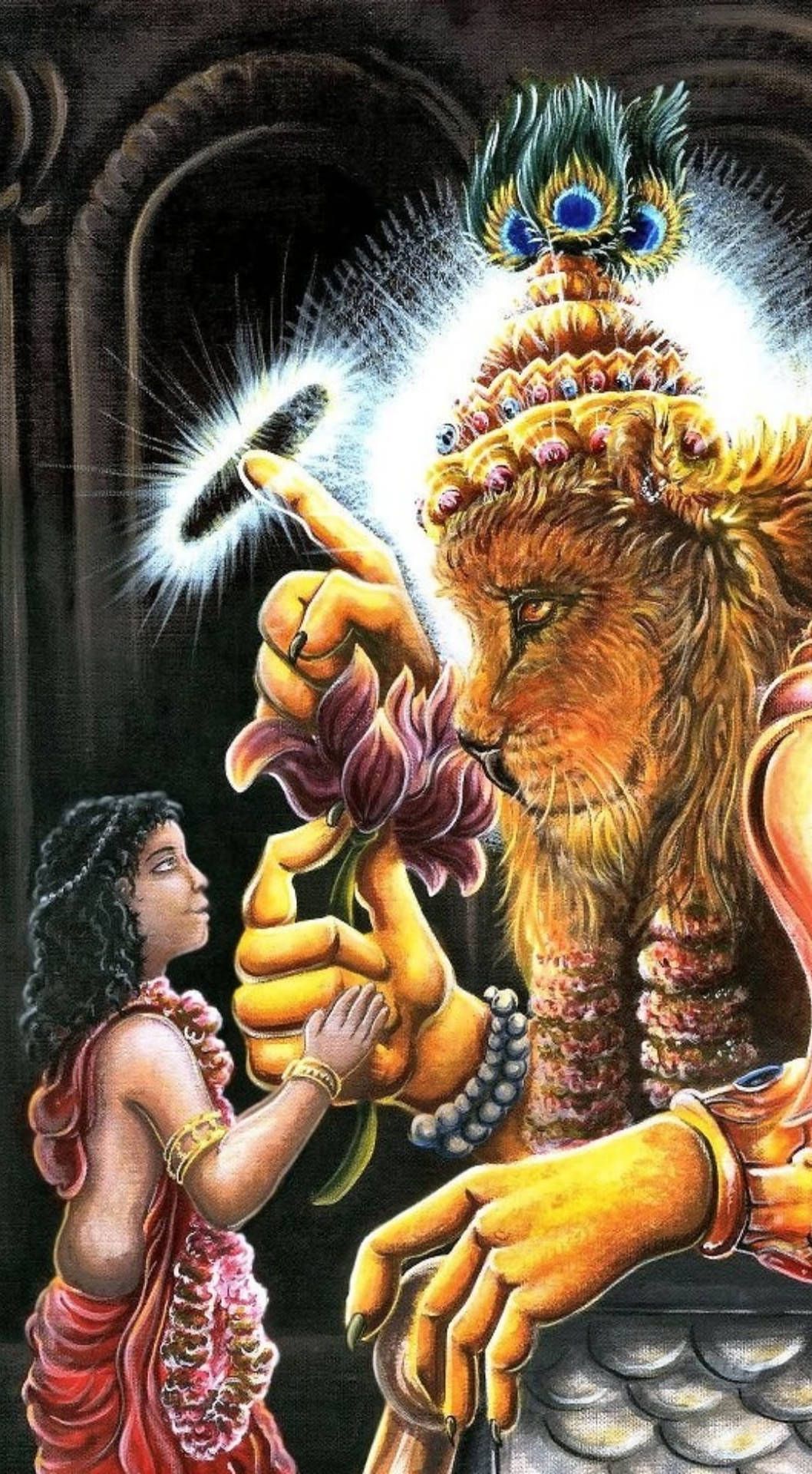 1058x1920 Lord Narasimha With A Child Wallpaper on WallpaperBat