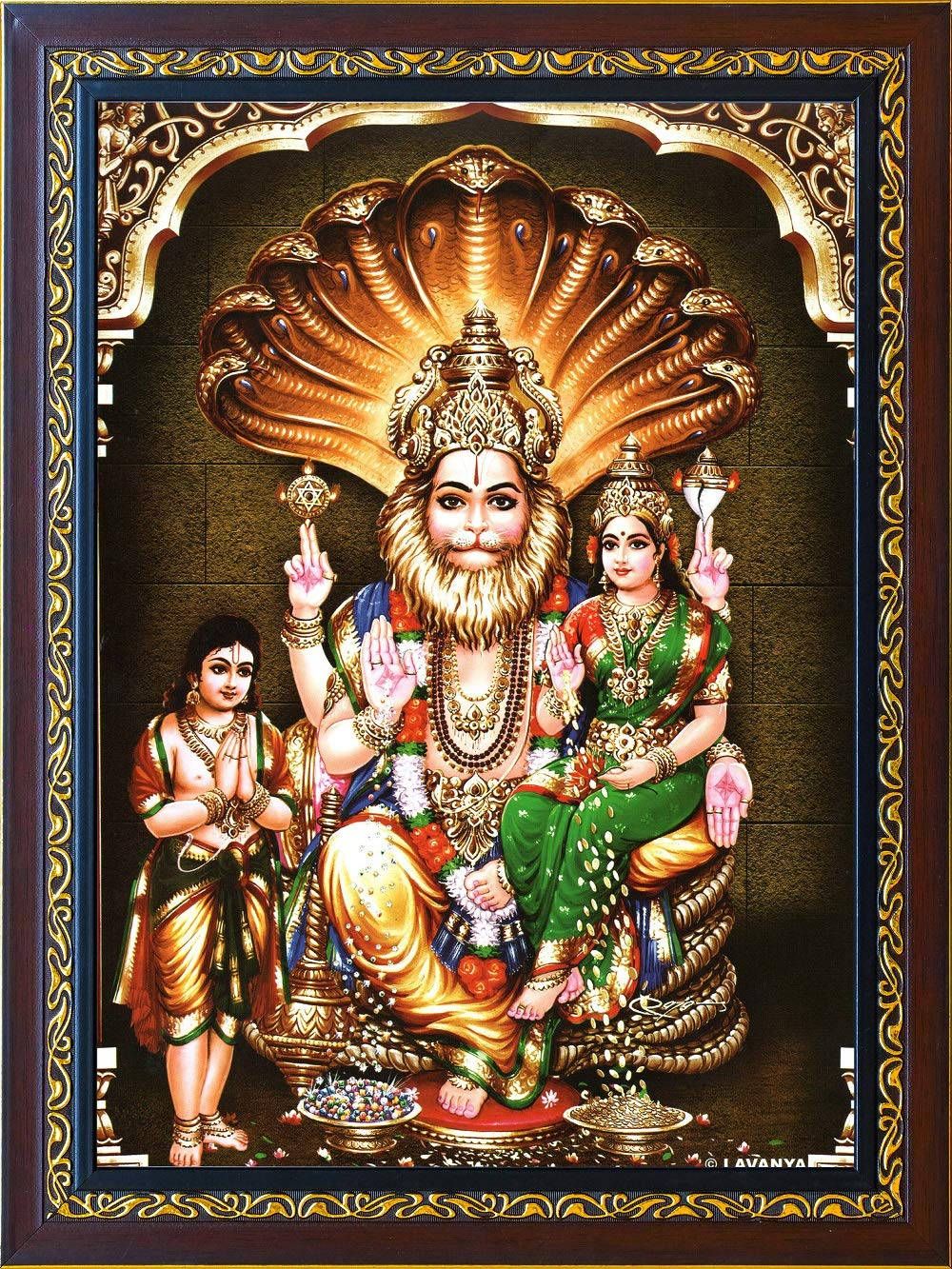1000x1333 Lord Narasimha Wooden Frame Wallpaper on WallpaperBat