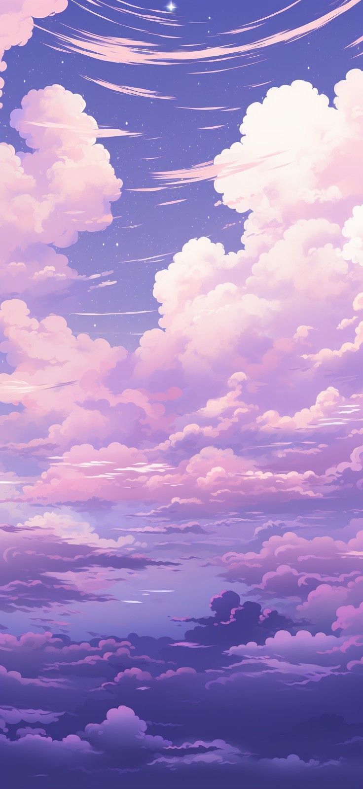 736x1600 Beautiful purple lavender sky with ... Wallpaper