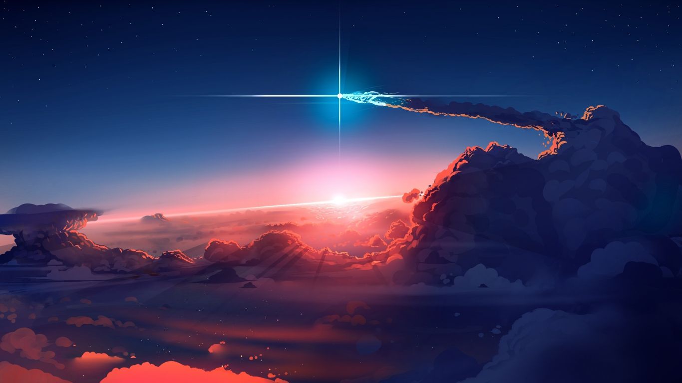 1366x768 Clouds sky anime wallpaper background ... Wallpaper