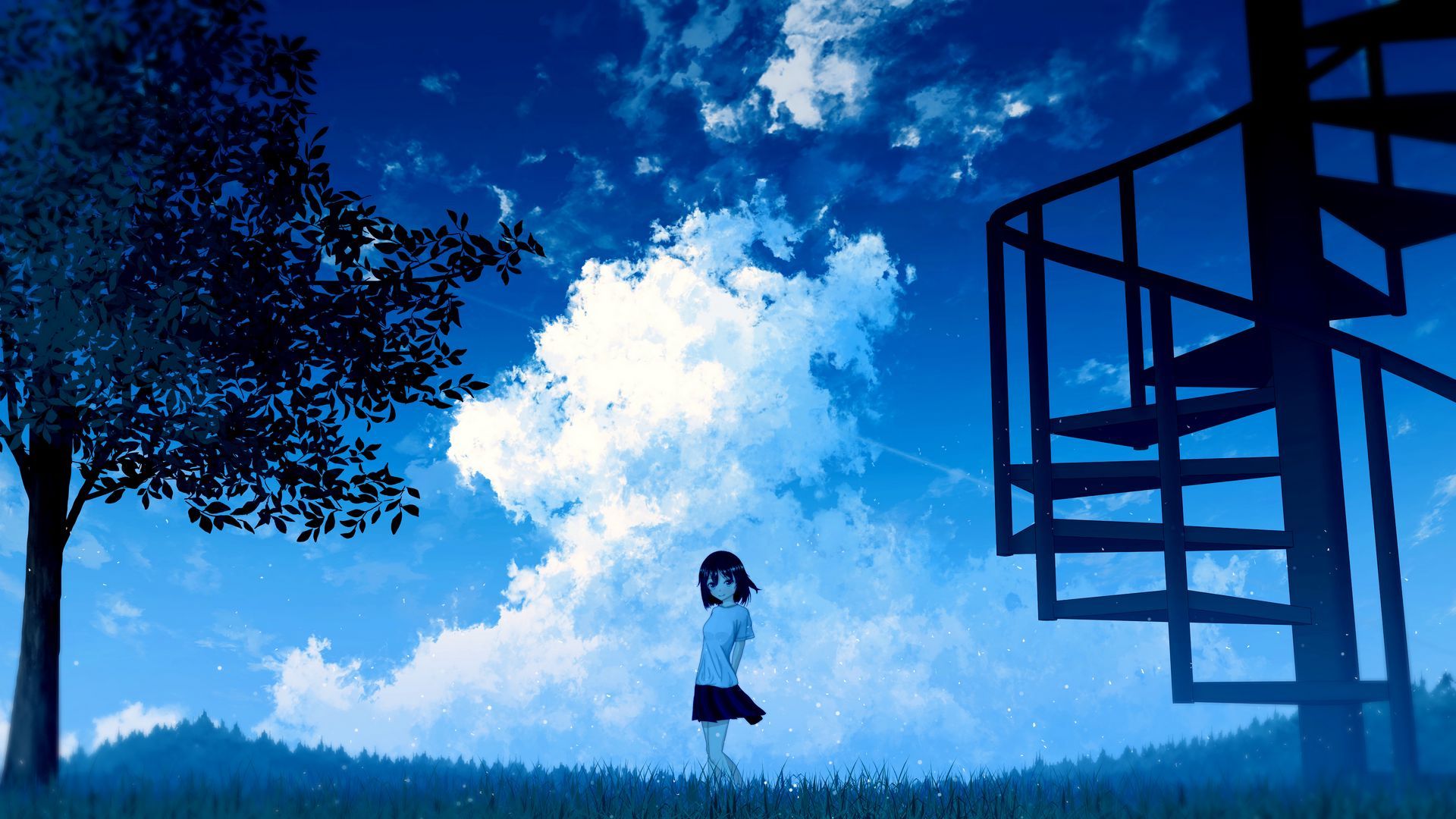 1920x1080 anime girl sky clouds wallpaper ... Wallpaper