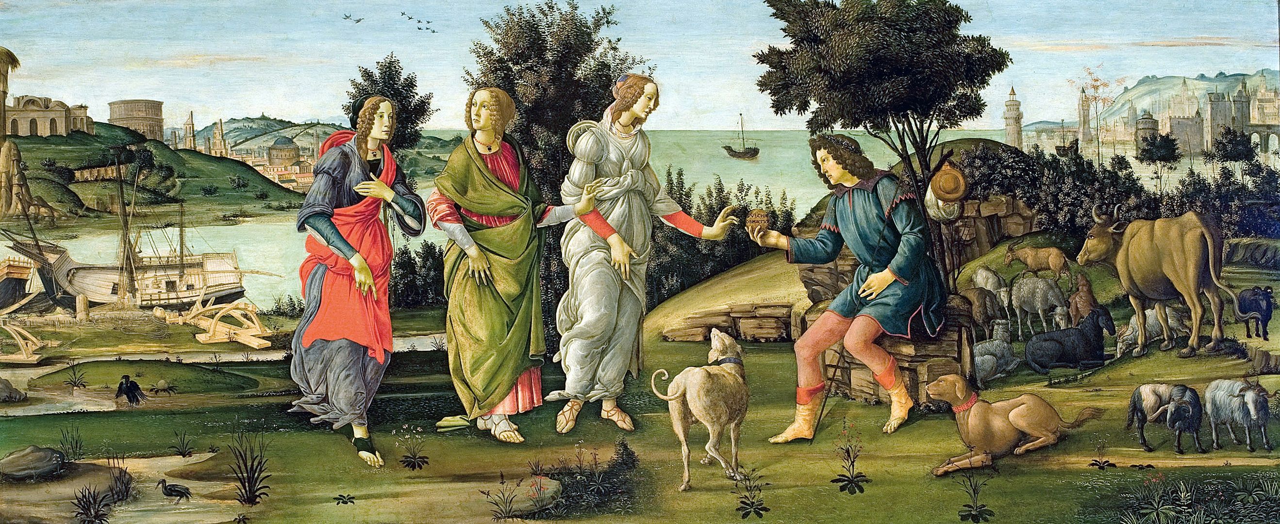2637x1080 Pictures Sandro Botticelli, Judgement ... Wallpaper