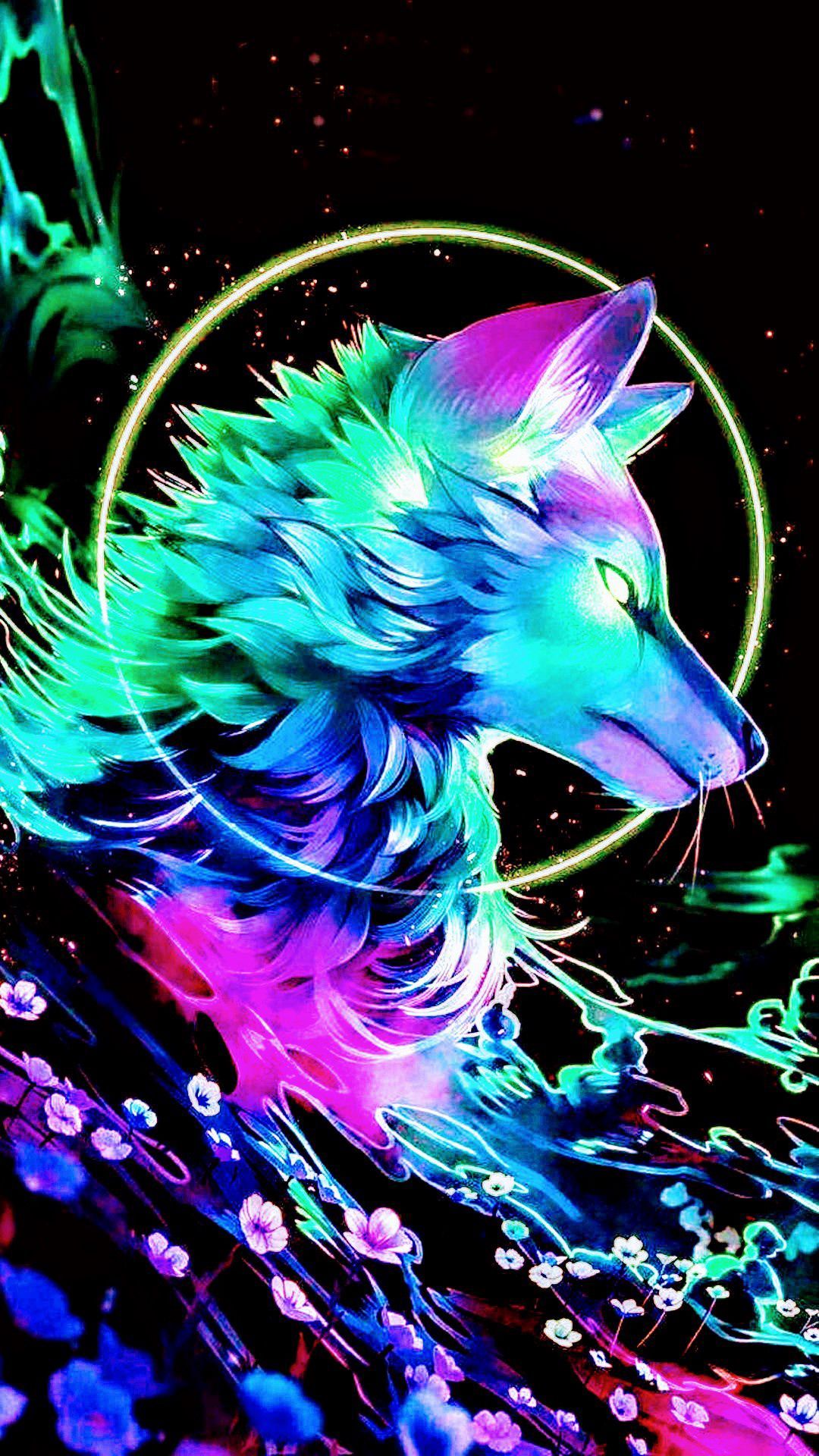 Neon Wolf Wallpapers 4k Hd Neon Wolf Backgrounds On Wallpaperbat