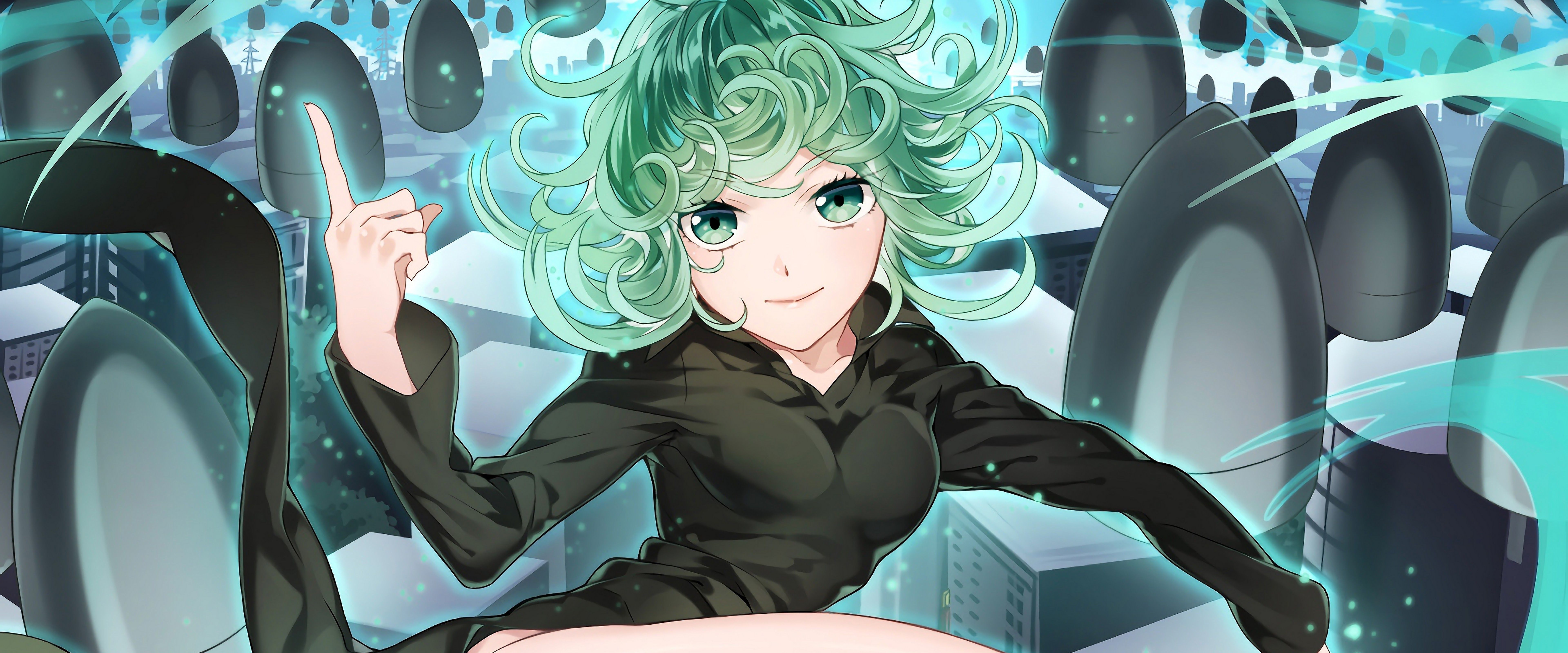 7680<b>x</b>3200 Tatsumaki <b>One</b> <b>Punch</b> <b>Man</b> 4K Wallpaper.