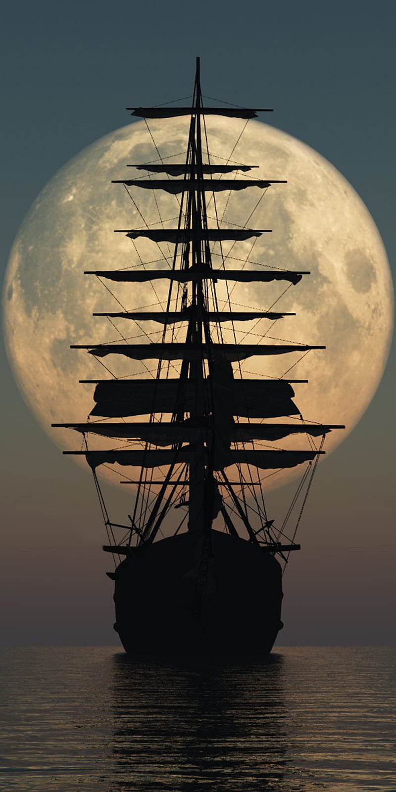 800x1600 Ship, moon, ocean, boat, sea, HD phone wallpaper | Peakpx Wallpaper