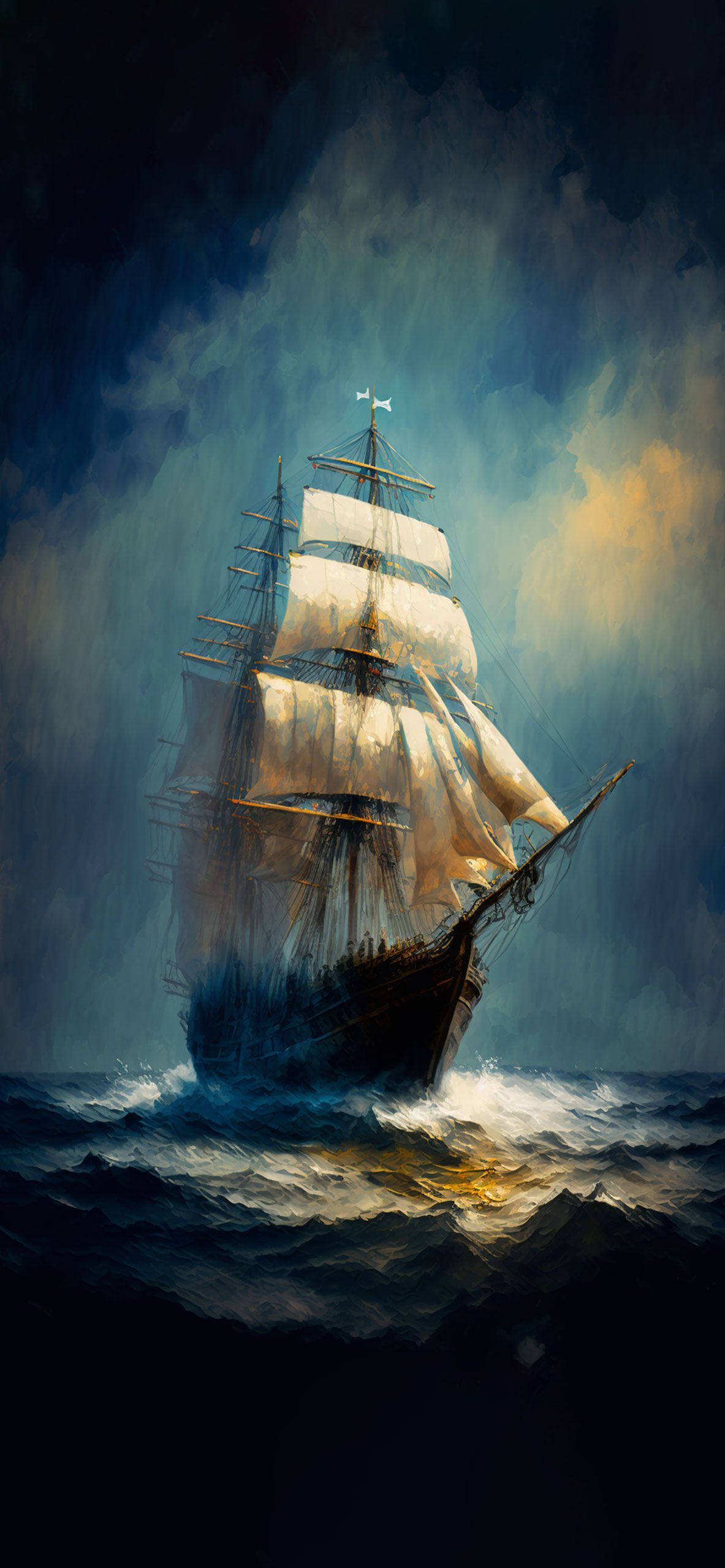 1183x2560 Sailing Ship at Sea Wallpapers ... Wallpaper