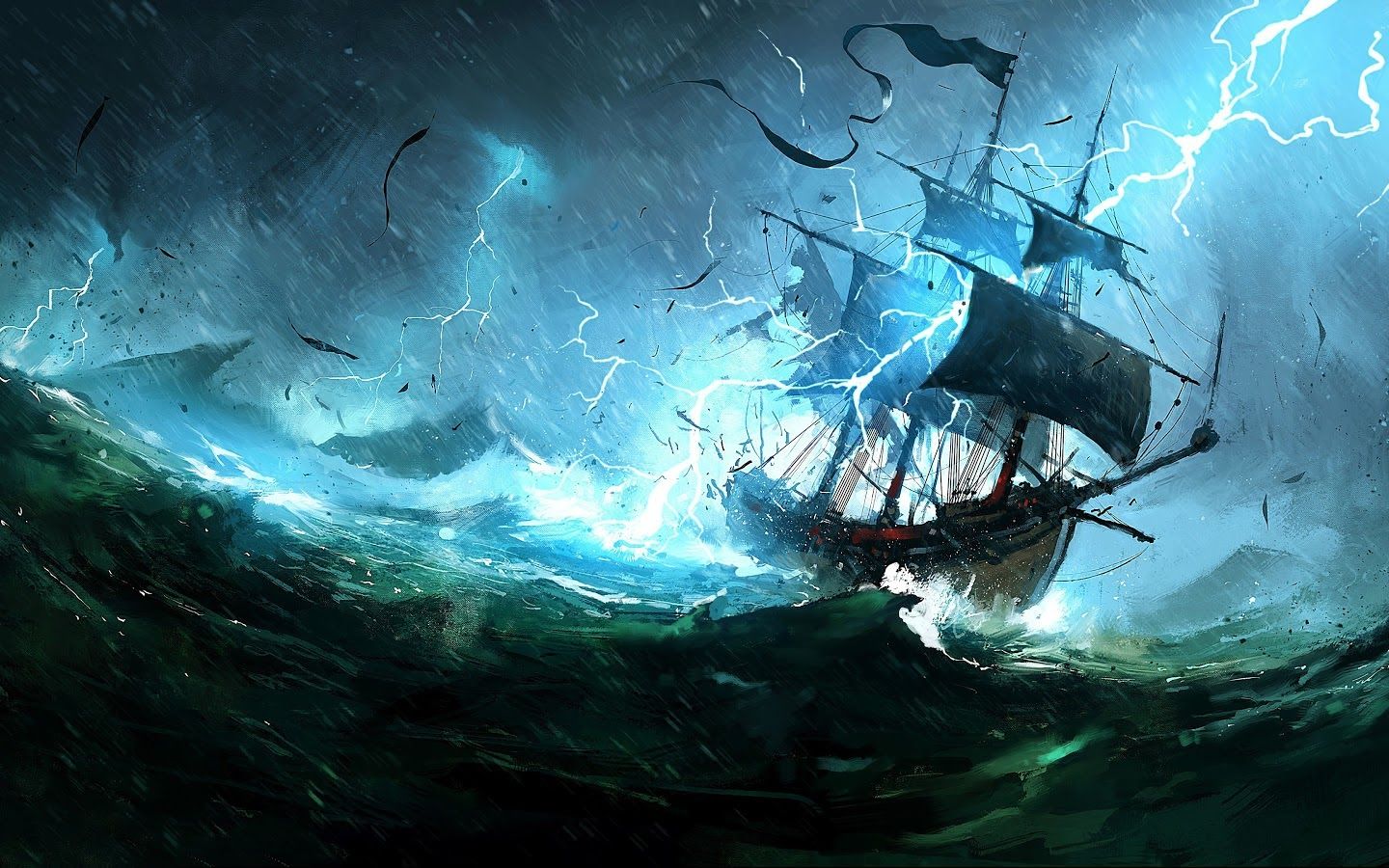 1440x900 Medieval Ship Storm 4K Wallpaper #23 Wallpaper