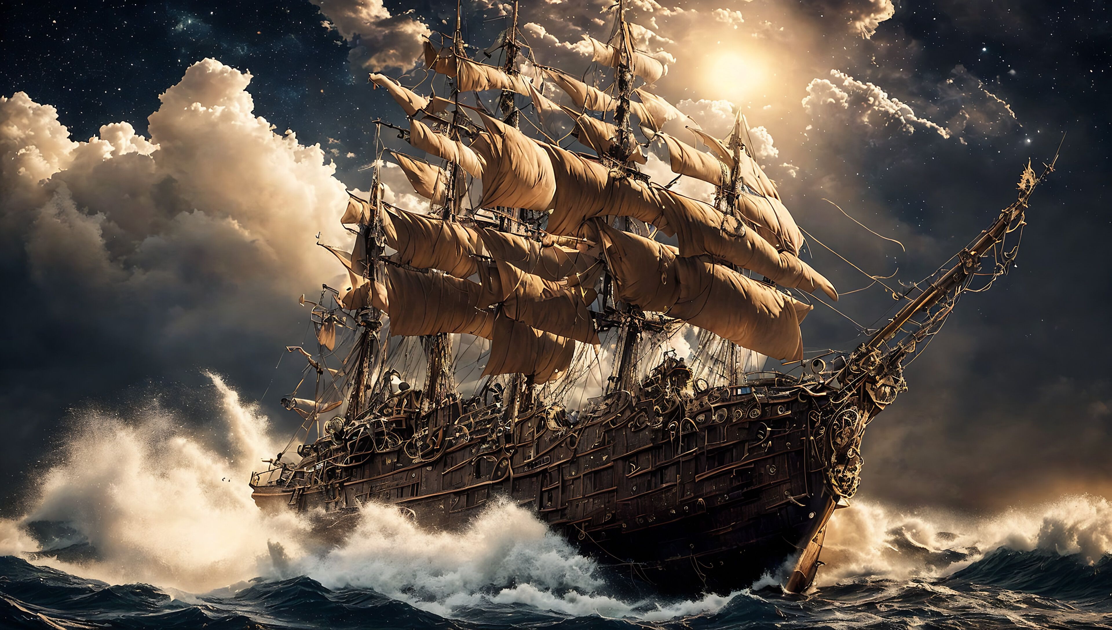 3840x2176 4K Wallpaper: Steampunk Pirate ship : r ... Wallpaper