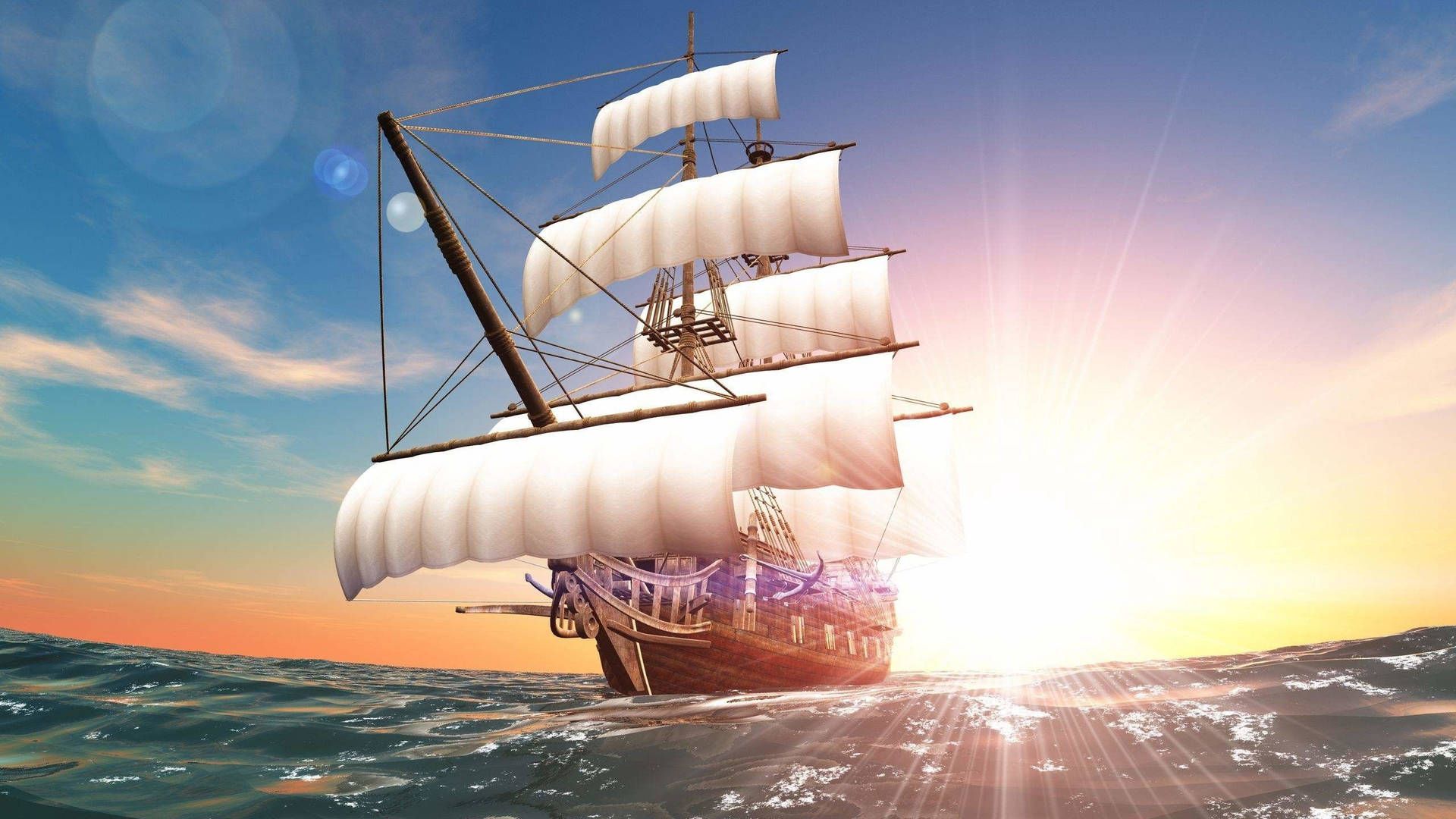 1920x1080 Download free Sailing Ship Digital Art ... Wallpaper