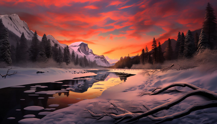 Winter Sunset Desktop Wallpaper