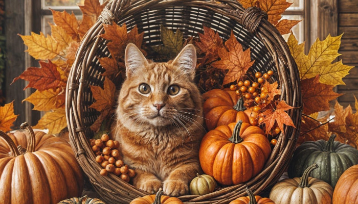 Thanksgiving Cat Wallpaper