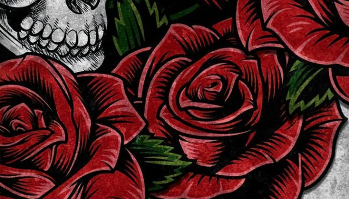 Skull with Roses Wallpaper