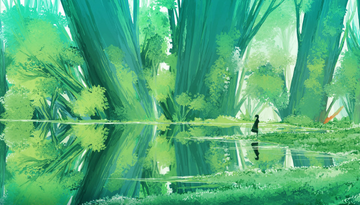 Green Forest Anime Wallpaper