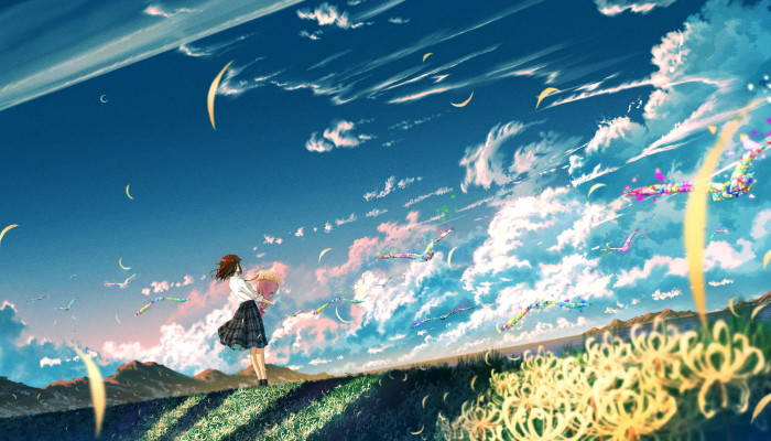 Anime Girl Landscape Wallpaper