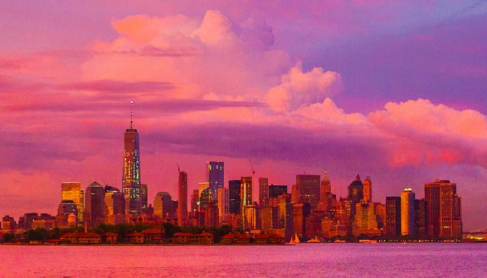 Pink Sunset City Wallpaper