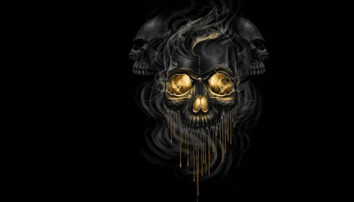 Black and Gold Skull Wallpaper