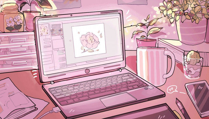 Pink Anime Laptop Wallpaper
